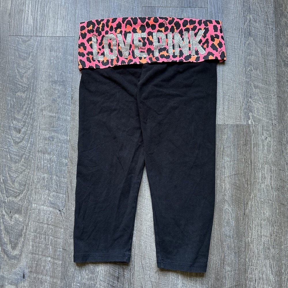 Victoria's Secret PINK Shorts Leggings Ocelot Hearts Love Pink Foldovers M‎ Y2K